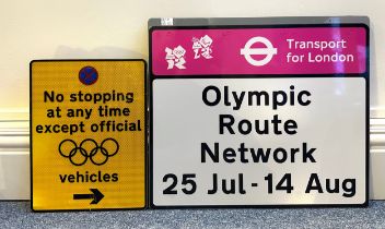 Two various Official London 2012 Olympic temporary road signs, comprising, Transport for London (