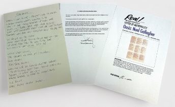 Original handwritten practice/memory sheet of song lyrics for ‘Fade Away’ by Noel Gallagher for a