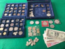A collection of mainly UK coins, with some silver, and a few foreign banknotes. Our 2nd and 3rd