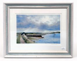 Robert Scott (contemporary), 'Newtown Quay, Isle of Wight,' a pair of coloured prints, signed and