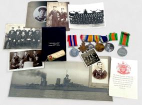 A WW1 & WW2 father and son-in-law medal group, comprising WW1 1914-15 Star, War medal, Victory medal