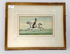 Pierre Gavarni (1846-1942), 19th century cavalry officer exercising his mount, signed bottom