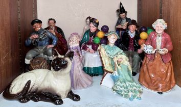 A collection of ten assorted ceramic figures, comprising, Royal Doulton, Coalport and Royal