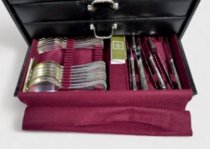 A Christofle Silver-plated 52-Piece eight-place cutlery set in the Malmaison pattern, comprising