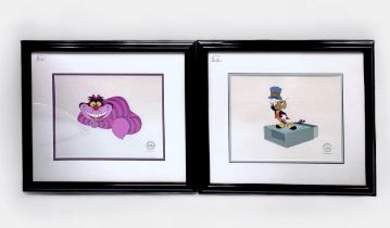 Two Walt Disney limited edition Serigraph Cels, C.1992, comprising, Pinocchio’s Jiminy Cricket stood