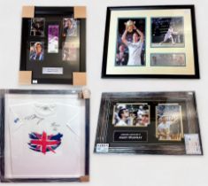 Three signed Andy Murray photograph montages, each with certificates of authenticity, together