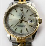 A Stainless Steel and 18ct Gold Rolex (Rolesor) Datejust Wristwatch, C.2002, model 16233, the