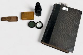 Collectibles including an aneroid pocket barometer by Wecker Lucerne, in protective leather case,