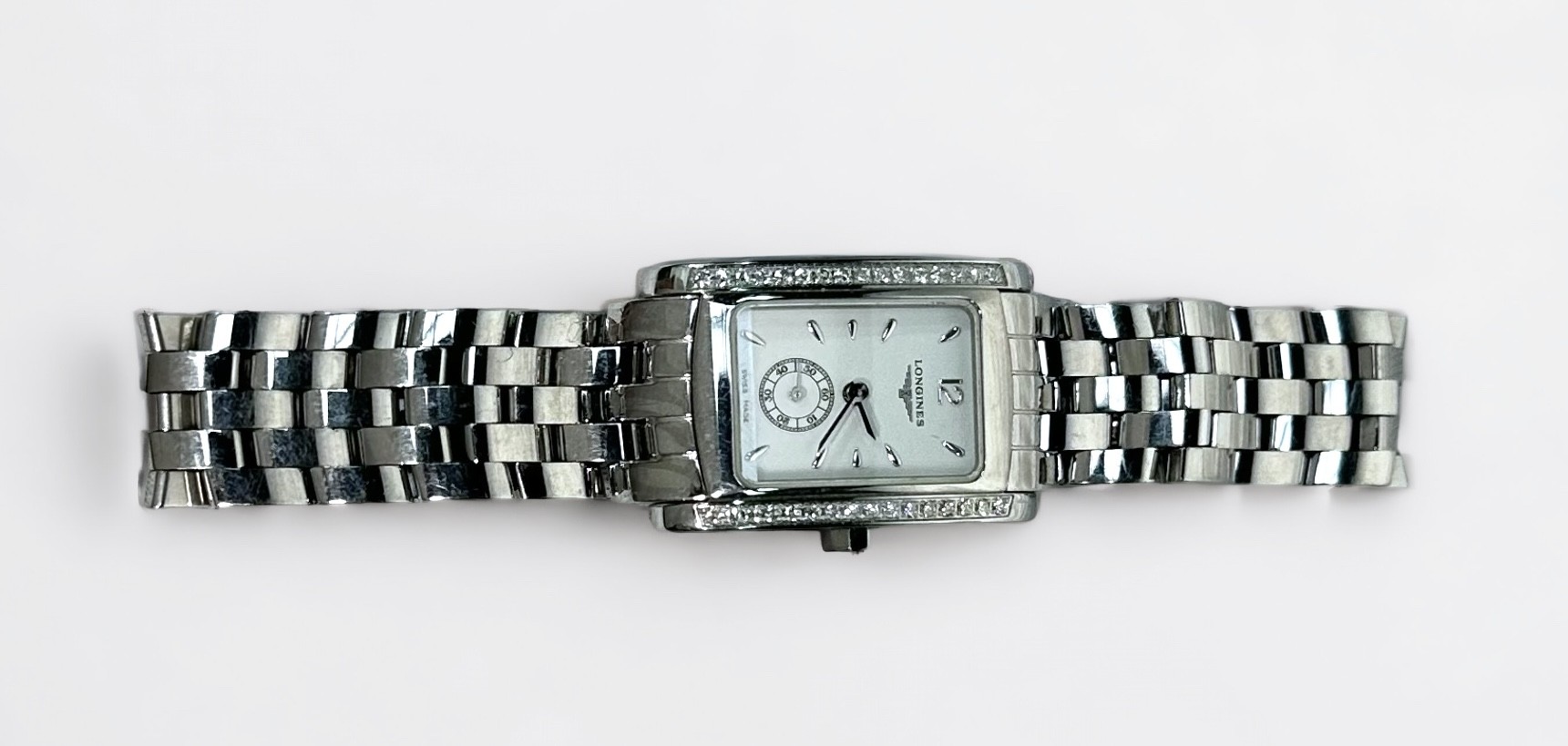 A ladies stainless steel Longines Dolce Vita quartz ‘L5.155.0’ wristwatch, the rectangular white - Image 2 of 3