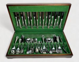 A canteen of Butler Stainless steel cutlery, including knives, forks, soup spoons and fish knives