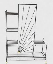 A 1960s vintage 'Sputnik,' whatnot or pot stand, of metal rod construction with white nylon ball