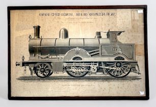 Railway Interest: After John Swain, a monochrome print of a the steam engine 'Marchioness of