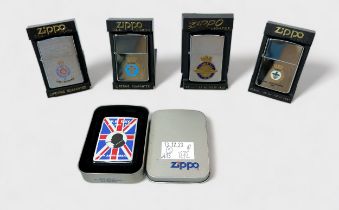 Five cased Zippo collectible lighters relating to naval and maritime, comprising, H.M.S.