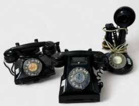 Two GPO vintage telephones and a stick telephone, (a/f) (3)