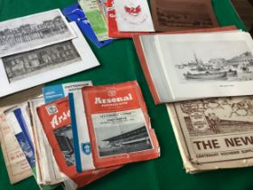 Approximately 30 football programmes from the 1950s and 60s, many involving Pompey; and other