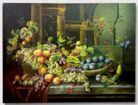 20th Cenrtury School in the 17th century Dutch Style. Still Life of Fruit, unsigned, oil on