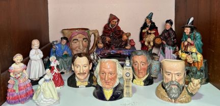 Various Royal Doulton decorative ceramics including 4x Collector's Club character jugs, The Orange