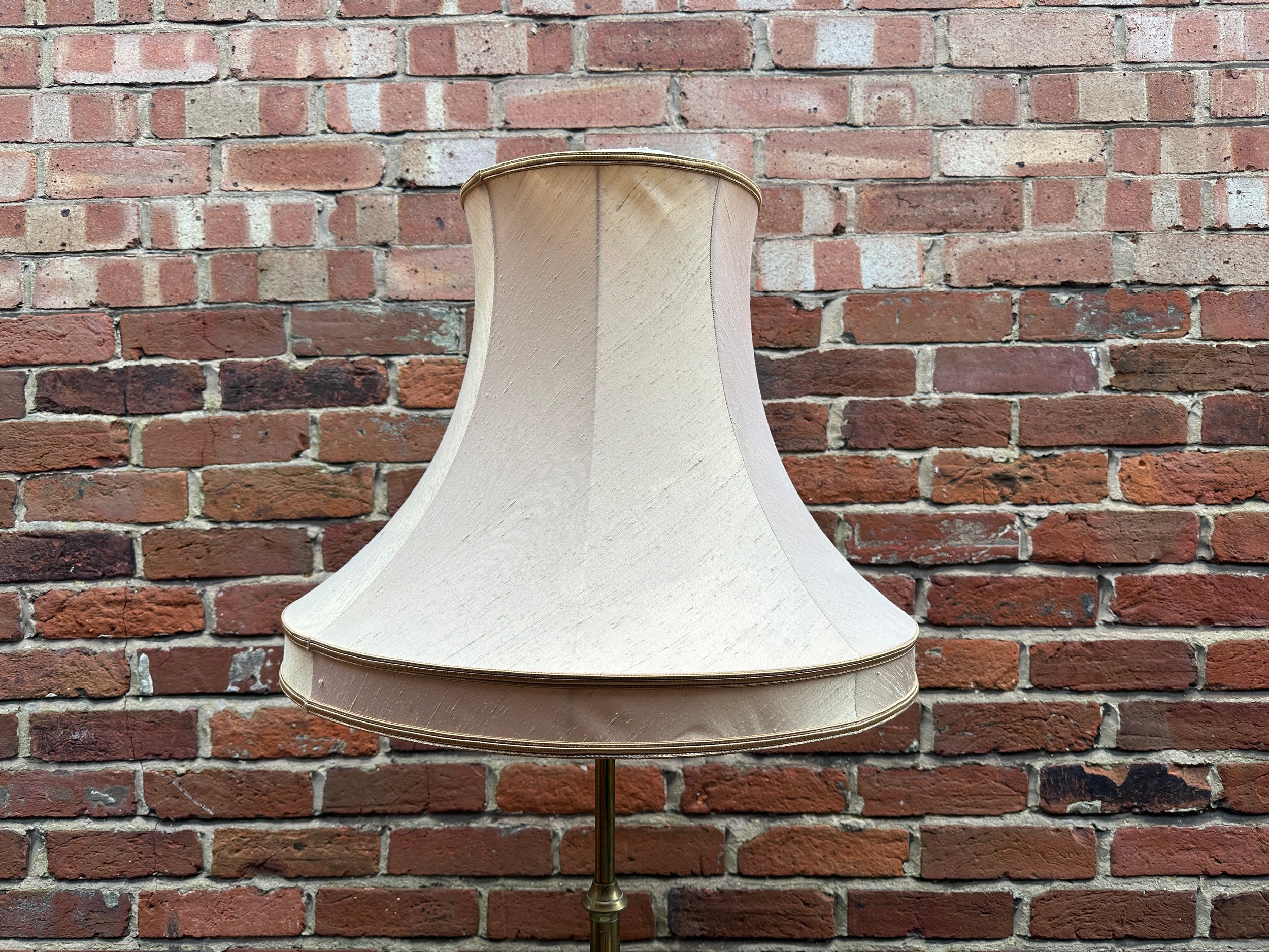 A brass standard lamp of neo-classical form with tripartite base and draped swags - Image 2 of 4