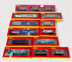 Twelve various boxed Hornby ‘OO’ gauge rolling stock, to include, R6484/85 KFA Container Wagons,