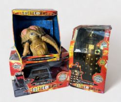 Three large boxed Doctor Who electronic collectables, comprising, Voice Interactive Dalek, Radio