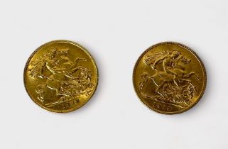 Two George V Gold Half-Sovereigns, 1912 and 1913, 4.00g each (8.00g total)