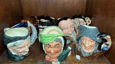 Ten various Royal Doulton character jugs including Captain Ahab, Rip Van Winkle, Merlin and John