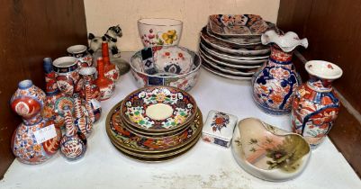 A good quantity of Japanese Imari porcelain vases, bowls and plates etc, together with other