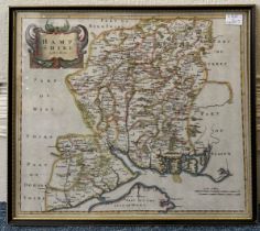 Robert Morden (1650-1703) 17th century hand coloured county map, Hampshire, inscribed with the
