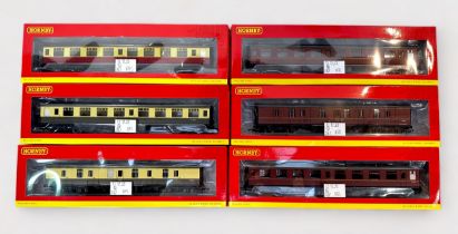 Six assorted boxed Hornby ‘OO’ gauge BR Mk I passenger coaches, comprising, R4519 Tourist Parcels