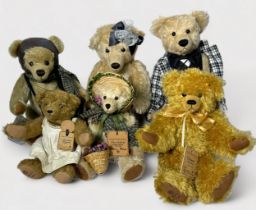 Six limited edition Robin Rive teddy bears, including Countrylife, comprising; Swell Ted, no. 46/