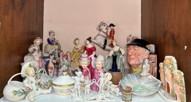 A quatity of ceramics including porcelain figures emblematic of the seasons, Austrian porcelain
