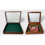 Two various glazed wooden table-top display cases, 59x46cm and 41x36cm