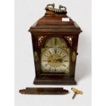 An Edwardian walnut bracket clock, with eight-day twin-train double-fusee movement, striking and