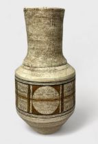 A Troika Pottery urn from the rough textured range and painted in brown 'wax resist,' Newlyn period,