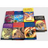 Seven Harry Potter books, including four first editions; Goblet of Fire, Order of the Phoenix,