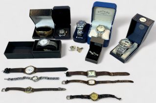 A small collection of assorted gents and ladies watches, comprising, Accurist, Sekonda, Rotary,