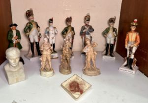 Three Boer War porcelain figures and associated lozenge dish by MacIntyre & Co 'A Gentleman in