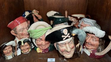 Nine various Royal Doulton character jugs and two medium character jugs, including Old Salt, The