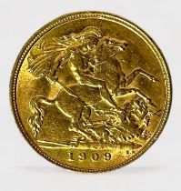 An Edward VII Gold Half-Sovereign, 1909, 4.00g