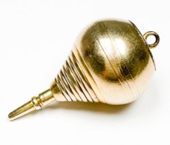 A Victorian gold propelling pencil pendant, of novelty 'plumb bob' form, retailed by Hamilton & Co.,