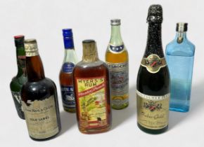 Seven various spirit bottles of varying fill levels, comprising, John Haig & Co ‘Gold Label’