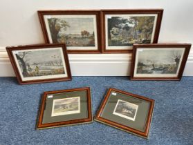After R. Havell, four colour framed prints of wild fowl shooting, and after A. Cooper ARA, two