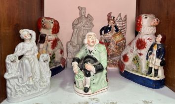 Various Staffordshire Pottery Figures, including 'George Whitfield The Night Watchman' 'Daniel