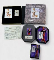 Two cased collectible Zippo lighters, comprising, Zippo Salutes Pin-Up lighter, 1996 limited edition
