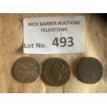 Coins : Gb George II 2x halfpenny 1723 & another &