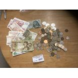 Coins : World mix inc some silver & bank notes - n