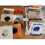 Records : 1960s/70s 7" singles in crate - mostly i