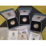Coins : £1 Silver Proofs .925 (3) encapsulated and