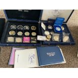 Coins : 2 boxes of various coins inc 9 proof silve