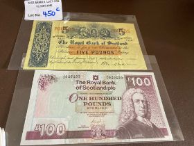 Banknotes : RBS 2007 mint UNC £100 banknote along